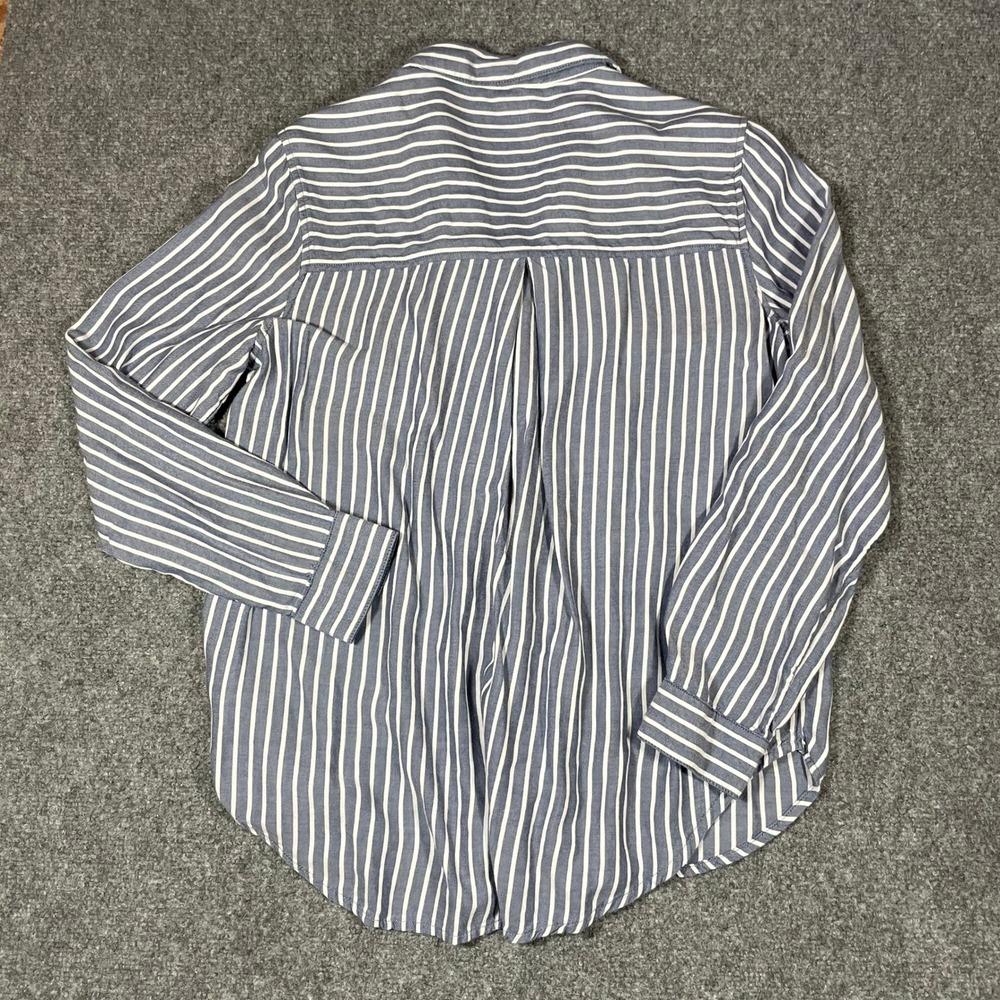 Beachlunchlounge Button Down Shirt Womens Medium Blue White Striped LTT5853 - Picture 2 of 8